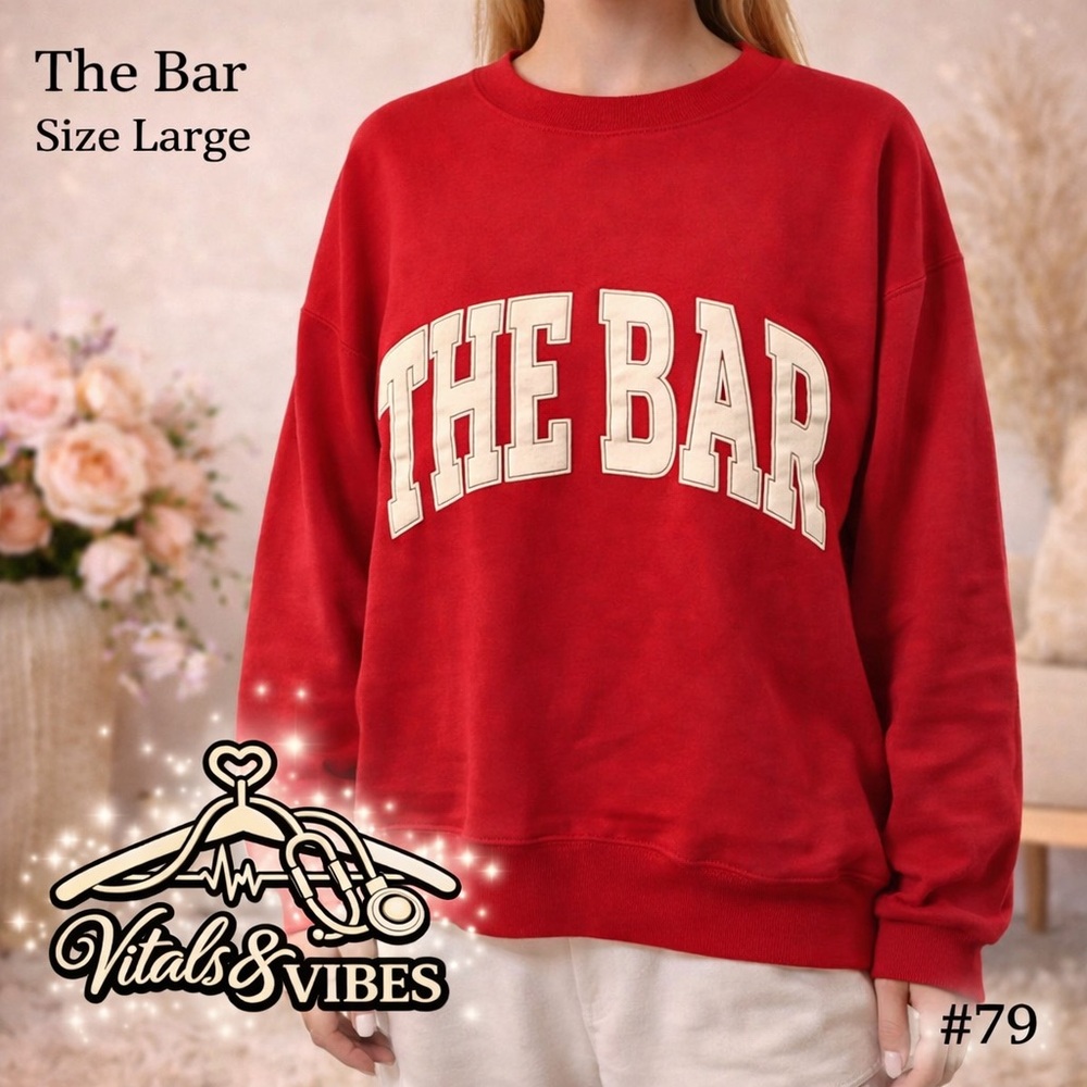 The Bar Red Crewneck Sweatshirt Size Large